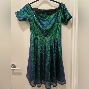 Belle Poque “elegant retro” dress blue green sequins size Small